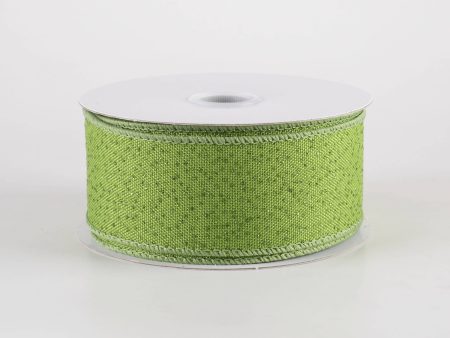 1.5  Glittered Linen Ribbon: Bright Moss Green (10 Yards) Online now