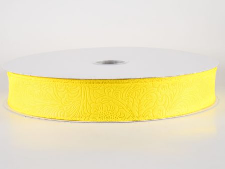 1.5  Embossed Flower Breeze Ribbon: Daffodil Yelow (50 Yards) on Sale