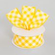 1.5  Gingham Basketweave Satin Ribbon: Yellow & White (10 Yards) Sale