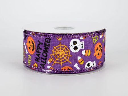 1.5  Halloween Fun Ribbon: Purple (10 Yards) For Discount