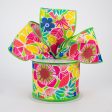 2.5  Tropical Flowers Ribbon: Lime (10 Yards) Discount