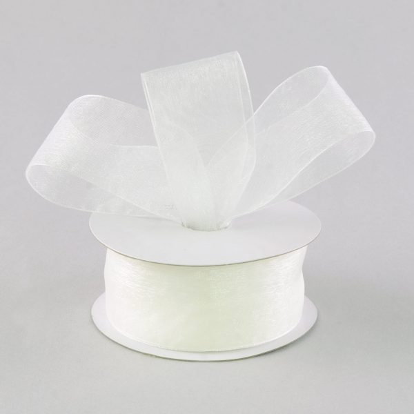 1.5  Sheer Ribbon Non Wired: White (25 Yards) Online Sale