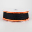 1.5  Faux Burlap Fuzzy Edge Ribbon: Black & Orange (10 Yards) Cheap