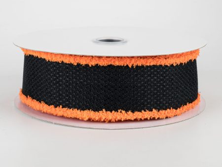 1.5  Faux Burlap Fuzzy Edge Ribbon: Black & Orange (10 Yards) Cheap