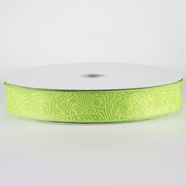 1.5  Embossed Flower Breeze Ribbon: Lime Green (50 Yards) Sale