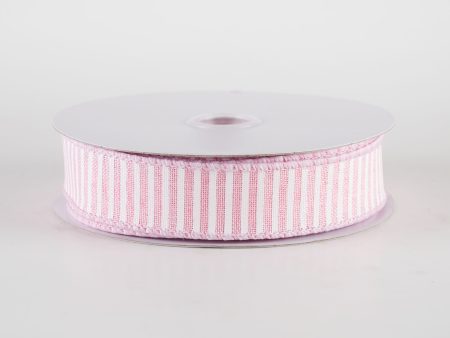 7 8  Horizontal Thin Stripes Ribbon: Pale Pink & White (10 Yards) Online