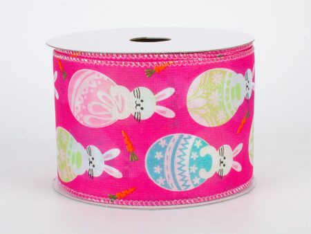 2.5  Easter Egg Bunny Ribbon: Hot Pink (10 Yards) For Sale