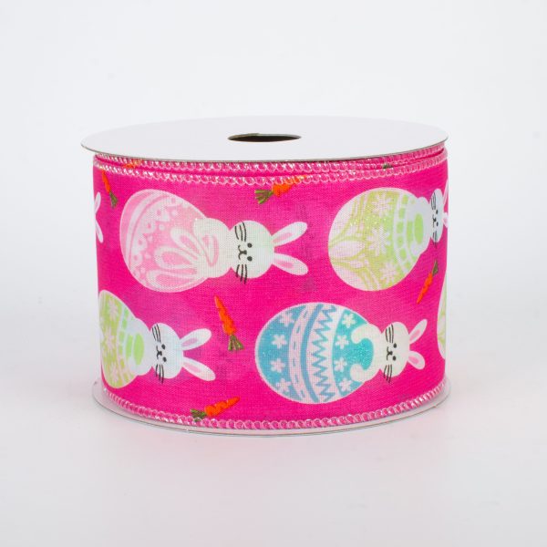 2.5  Easter Egg Bunny Ribbon: Hot Pink (10 Yards) For Sale