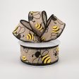 1.5  Bumblebees on Linen Ribbon: Natural Tan (10 Yards) Online Hot Sale