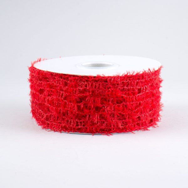 1.5  Fuzzy Open Weave Ribbon: Red (10 Yards) Cheap