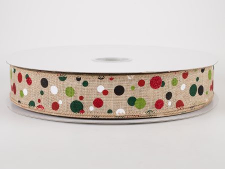 1.5  Christmas Dots Ribbon: Natural (50 Yards) Discount