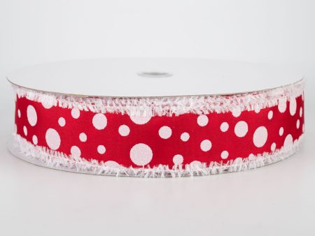 1.5  Glitter Dots Snow Edge Ribbon: Red & White (50 Yards) Hot on Sale