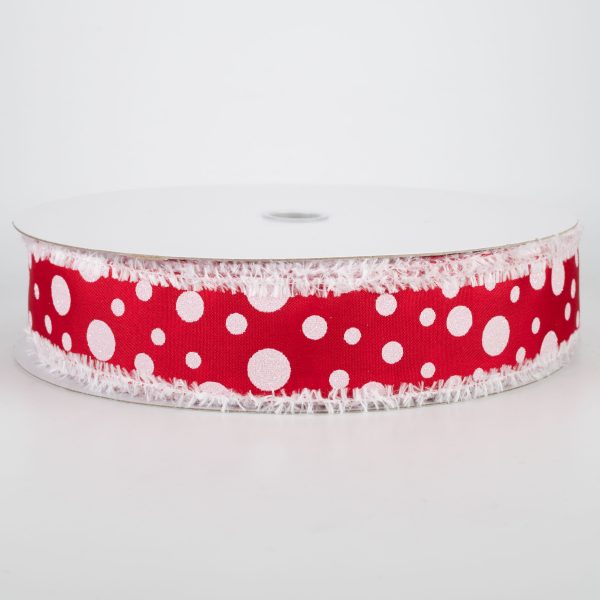 1.5  Glitter Dots Snow Edge Ribbon: Red & White (50 Yards) Hot on Sale