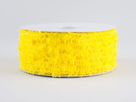 1.5  Fuzzy Open Weave Ribbon: Yellow (10 Yards) For Discount