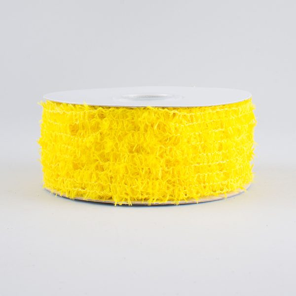 1.5  Fuzzy Open Weave Ribbon: Yellow (10 Yards) For Discount