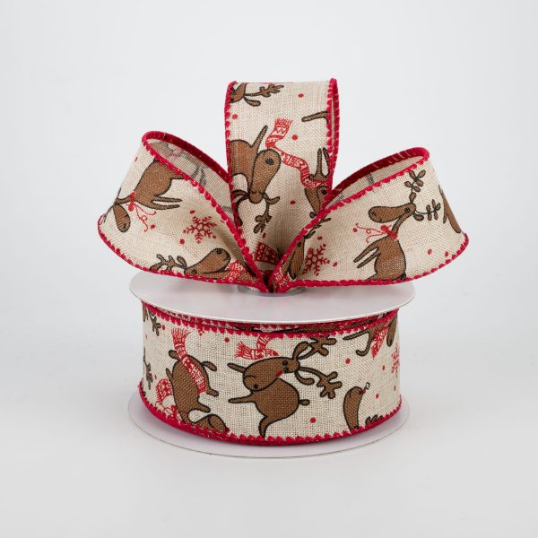 1.5  Friendly Reindeer Ribbon: Natural (10 Yards) Supply