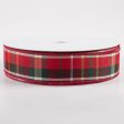 1.5  Allen Plaid Ribbon: Red, Emerald, Lime, White (50 Yards) on Sale