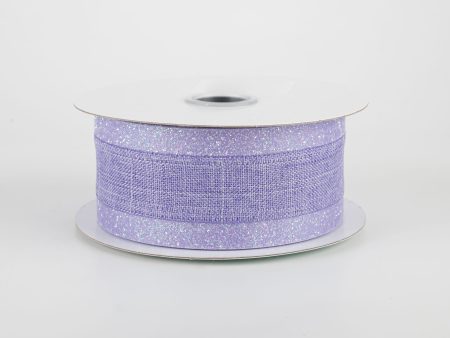 1.5  Canvas On Satin Glitter Ribbon: Lavender (10 Yards) Online Sale