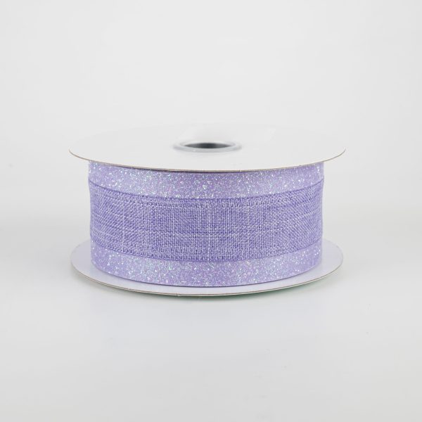 1.5  Canvas On Satin Glitter Ribbon: Lavender (10 Yards) Online Sale