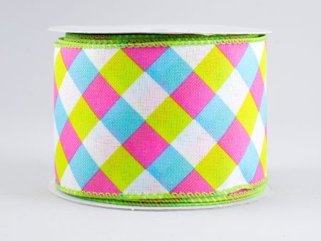 2.5  Spring Gingham Plaid Ribbon: Blue, Pink, Lime (10 Yards) Hot on Sale