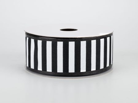 1.5  Black & White Stripe Metallic Edge Ribbon: Black (10 Yards) Online