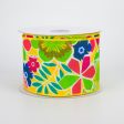 2.5  Tropical Flowers Ribbon: Yellow (10 Yards) For Discount