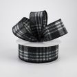 1.5  Fuzzy Flannel Plaid Ribbon: Black (10 Yards) on Sale