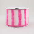 2.5  Watercolor Stripe White Satin Ribbon: Hot Pink (10 Yards) For Cheap