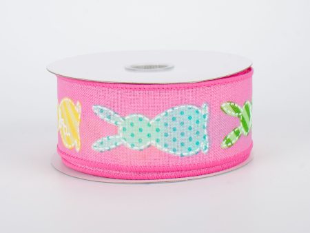 1.5  Easter Bunny Patterns Ribbon: Pink (10 Yards) Discount