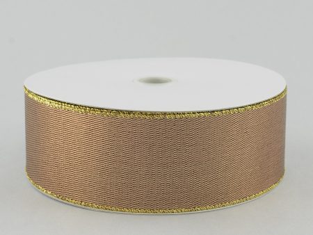 2.5  Bronze Gold Metallic Ribbon (50 Yards) Online