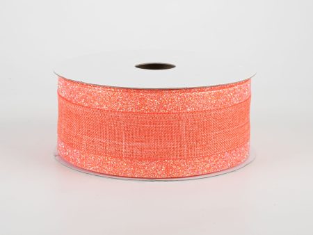 1.5  Canvas On Satin Glitter Ribbon: Dark Coral (10 Yards) Online now