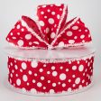 2.5  Glitter Dots Snow Edge Ribbon: Red & White (50 Yards) For Sale