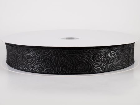 1.5  Embossed Flower Breeze Ribbon: Black (50 Yards) For Cheap