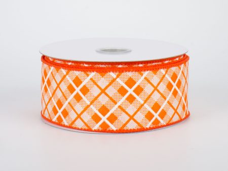 1.5  Argyle Plaid Ribbon: Orange (10 Yards) Hot on Sale