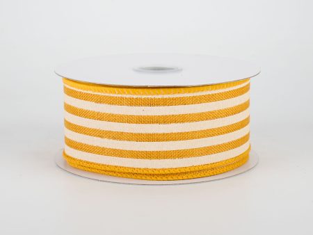 1.5  Cabana Stripes Ribbon: Sunflower & Ivory (10 Yards) Discount