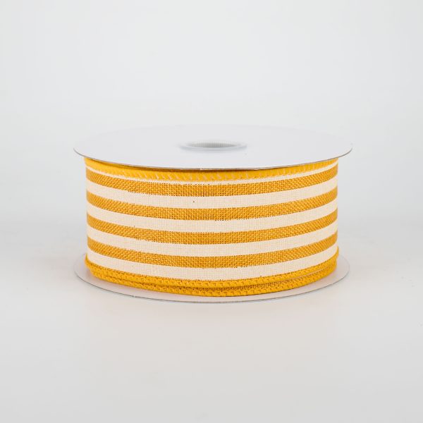 1.5  Cabana Stripes Ribbon: Sunflower & Ivory (10 Yards) Discount