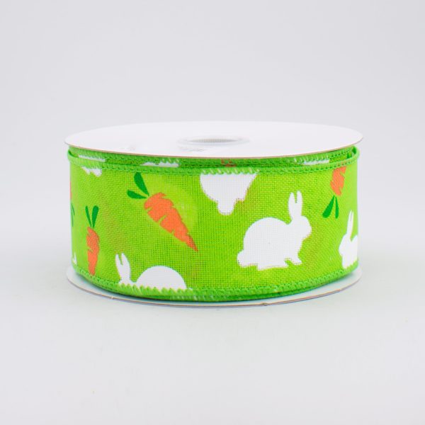 1.5  Bunny & Carrots Woven Ribbon: Lime Green (10 Yards) Online