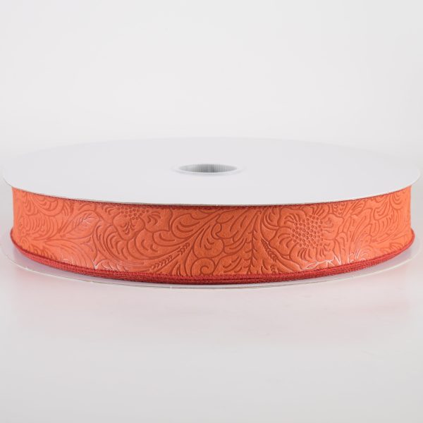 1.5  Embossed Flower Breeze Ribbon: Rust (50 Yards) Fashion