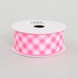 1.5  Gingham Basketweave Satin Ribbon: Pink & White (10 Yards) Supply