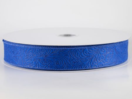 1.5  Embossed Flower Breeze Ribbon: Royal Blue (50 Yards) on Sale