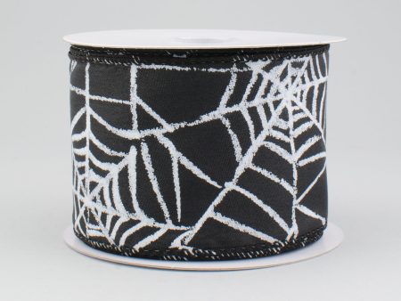 2.5  Black Chalk Spider Web Ribbon (10 Yards) For Discount