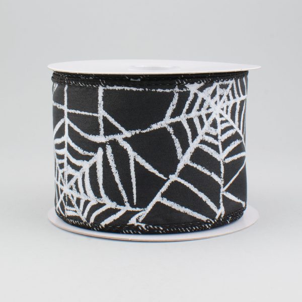 2.5  Black Chalk Spider Web Ribbon (10 Yards) For Discount