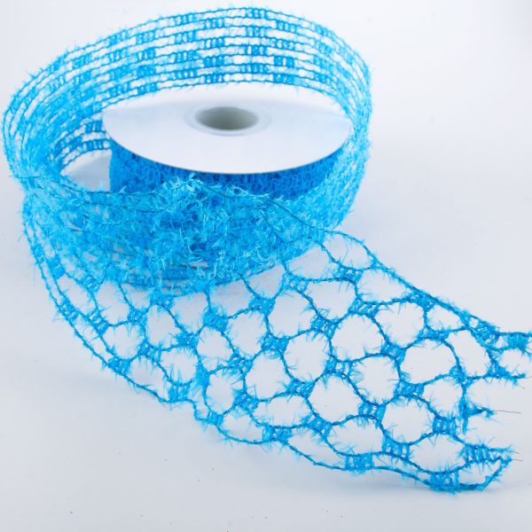 1.5  Fuzzy Open Weave Ribbon: Turquoise (10 Yards) For Discount