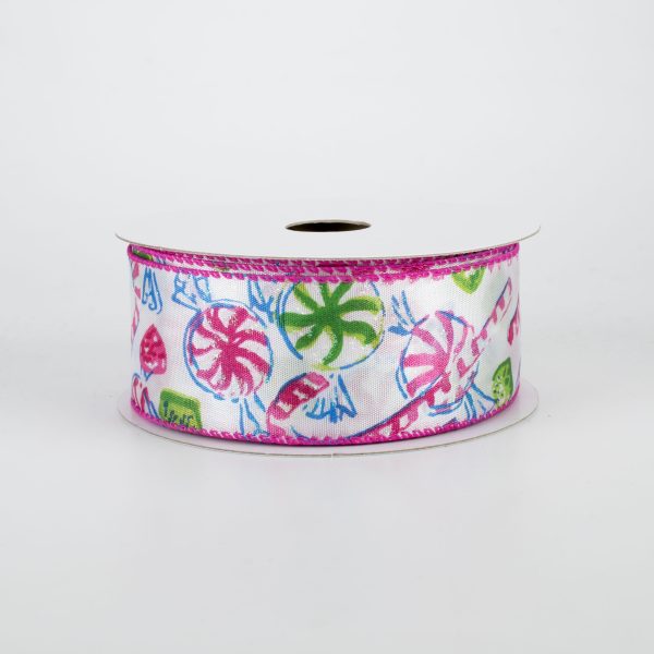 1.5  Christmas Candy Ribbon: Pink & Green (10 Yards) on Sale