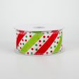 1.5  Dotty Stripe Christmas Ribbon: Red, Lime, White (10 Yards) Online Hot Sale