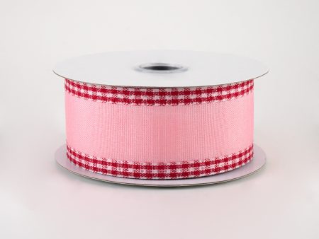 1.5  Faux Dupioni Gingham Edge Ribbon: Soft Pink, Red, White (10 Yards) Online Hot Sale