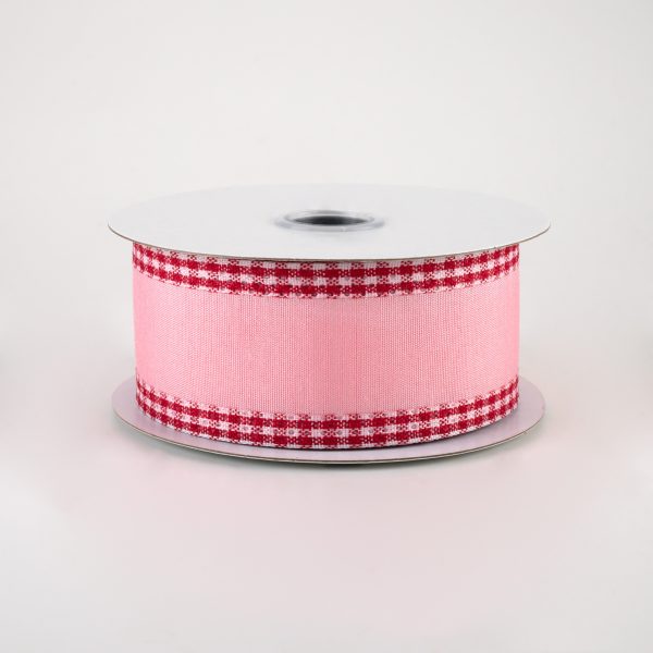 1.5  Faux Dupioni Gingham Edge Ribbon: Soft Pink, Red, White (10 Yards) Online Hot Sale