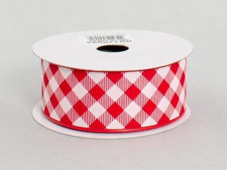 1.5  Gingham Basketweave Satin Ribbon: Red & White (10 Yards) Online Hot Sale