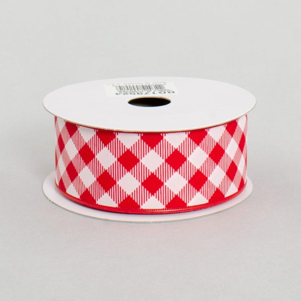 1.5  Gingham Basketweave Satin Ribbon: Red & White (10 Yards) Online Hot Sale