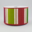 2.5  Royal Faux Burlap Bold Stripe Ribbon: Burgundy, Green, Red (10 Yards) Online now